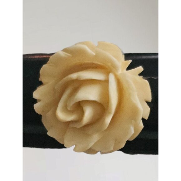 BEAU STERLING CREAM ROSE CELLULOID Ring VINTAGE ESTATE  JEWELRY Size 6  RARE 925 - Picture 1 of 12